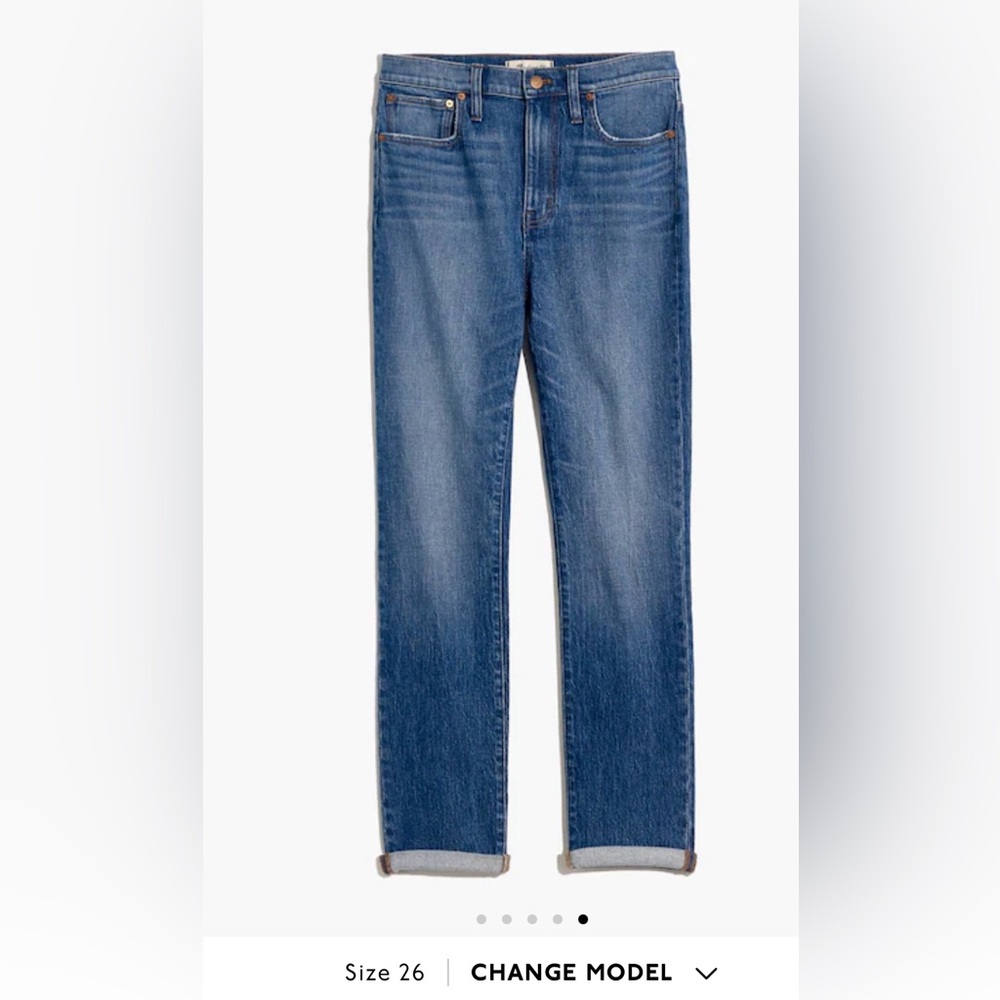 Madewell Women's THE HIGH- RISE SLIM BOYJEAN Mid- Wash Blue Jeans Size 26